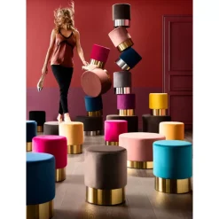 KARE Design Sitzbänke-Hocker Cherry Dunkelgrau Silver O55Cm