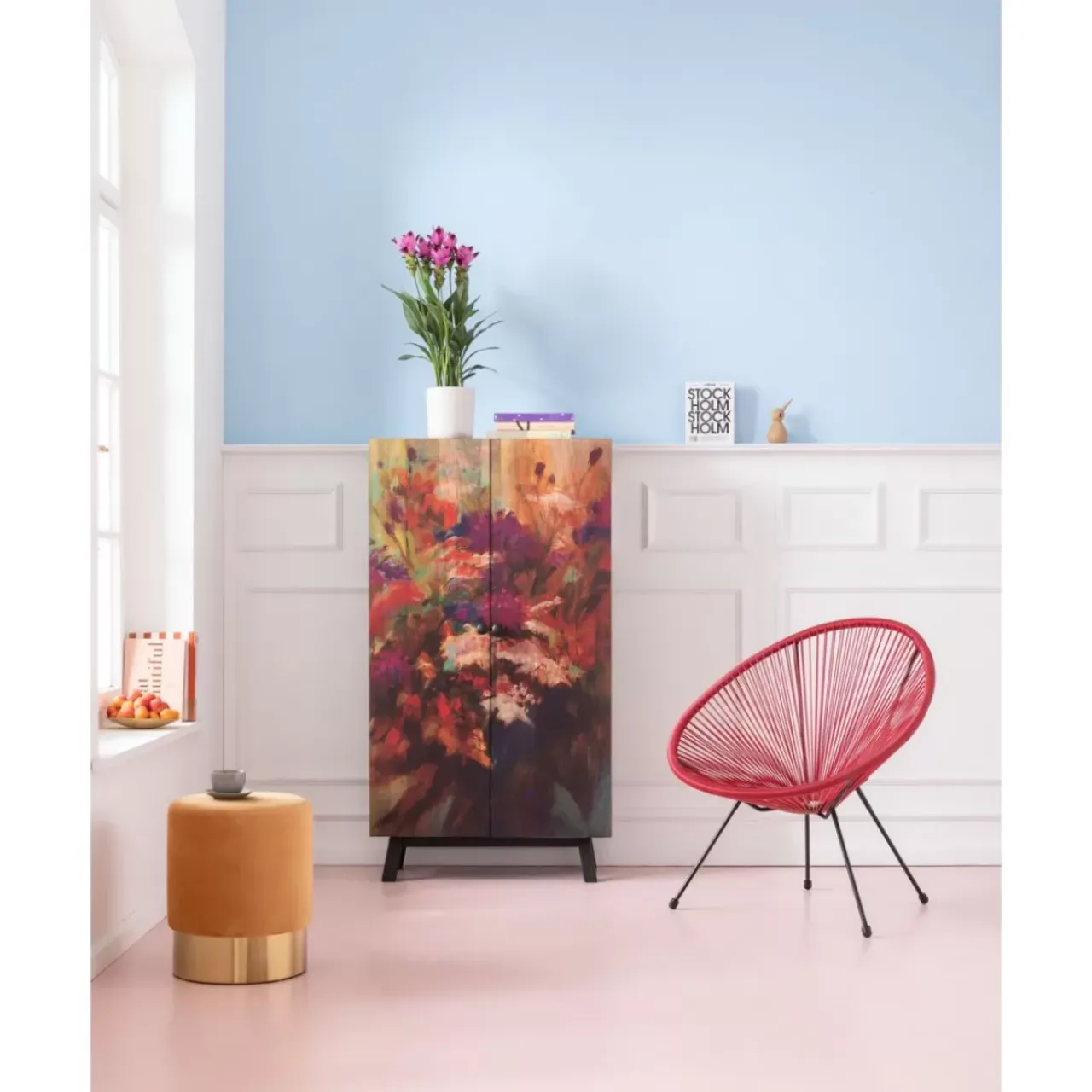 KARE Design Sitzbänke-Hocker Cherry Orange Brass O35Cm