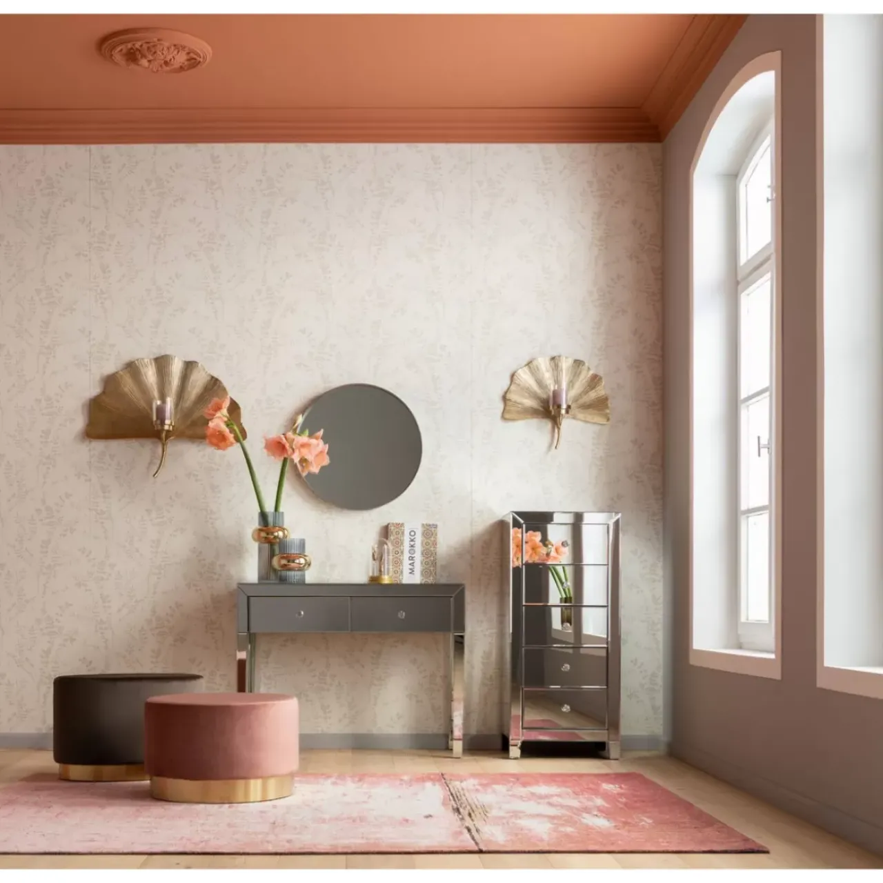 KARE Design Sitzbänke-Hocker Cherry Rose Brass O55Cm