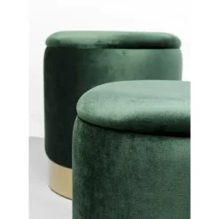 KARE Design Sitzbänke-Hocker Cherry Storage Dunkelgrun Brass (2/Set)