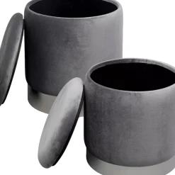 KARE Design Sitzbänke-Hocker Cherry Storage Grau Silber (2/Set)