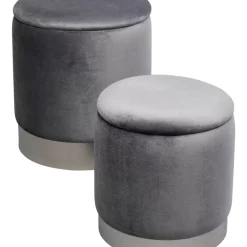 KARE Design Sitzbänke-Hocker Cherry Storage Grau Silber (2/Set)