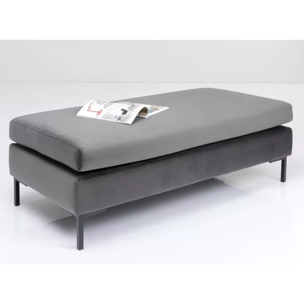 KARE Design Sitzbänke-Hocker Gianni Velvet Grau Schwarz