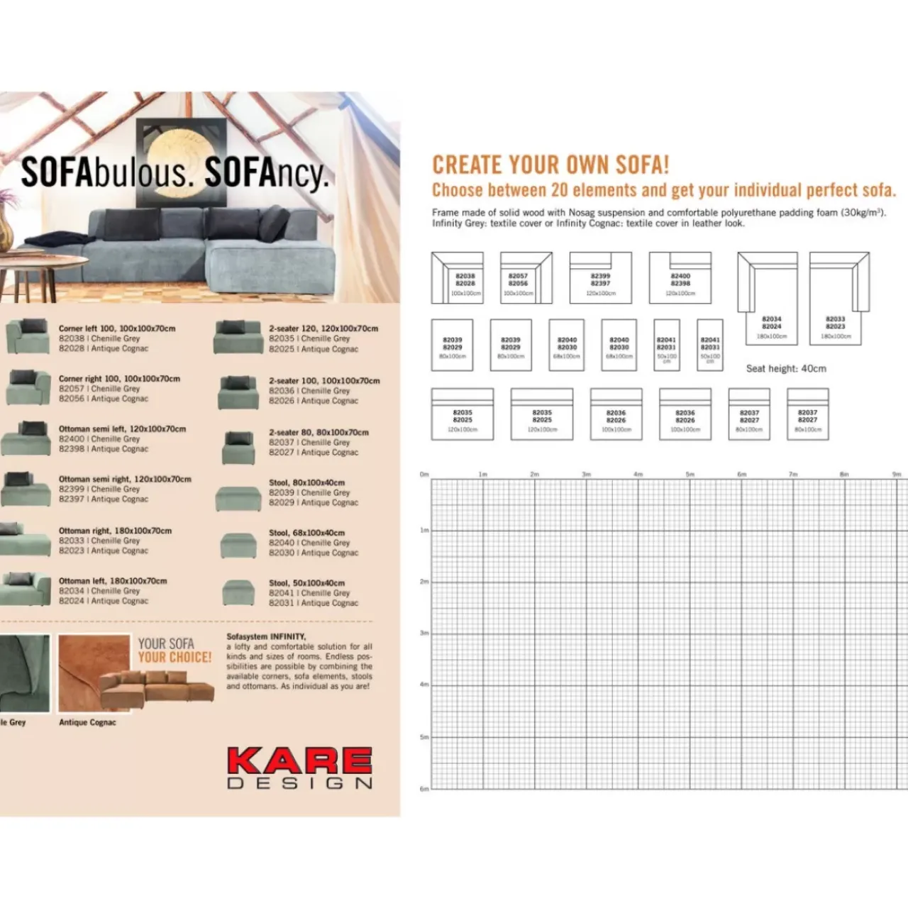 KARE Design Sofas & Couches-Infinity Ecke 100 Elements Grau Rechts