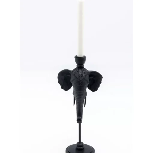 KARE Design Kerzenständer & Laternen-Kerzenständer Elephant Head Schwarz 36Cm