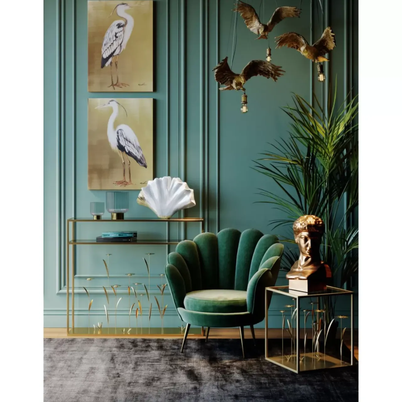 KARE Design Kommoden & Sideboards-Konsole Flower Meadow Gold 100