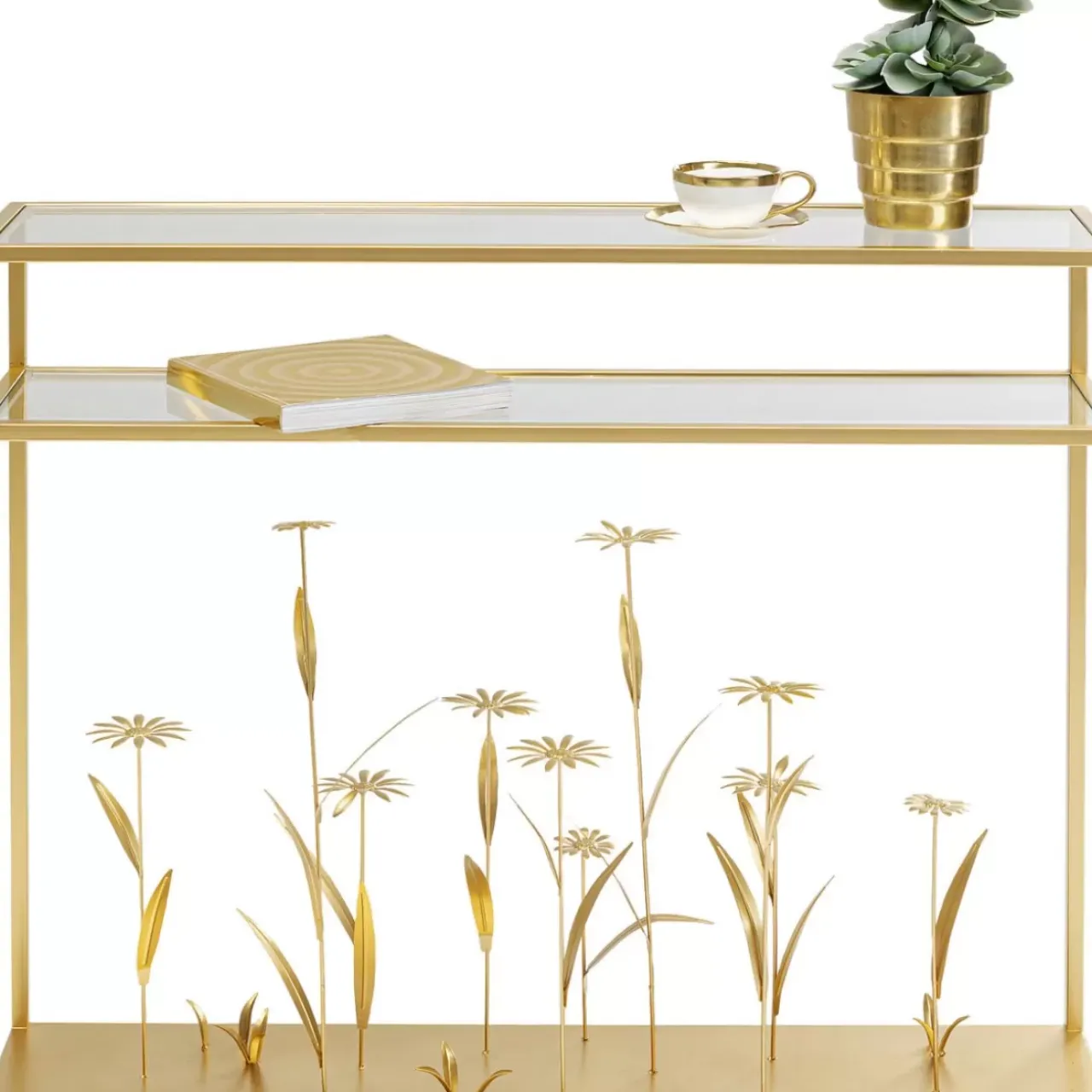 KARE Design Kommoden & Sideboards-Konsole Flower Meadow Gold 100
