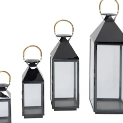 KARE Design Kerzenständer & Laternen-Laterne Giardino Schwarz Gold (4/Set)
