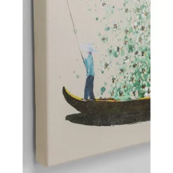 KARE Design Bilder-Leinwandbild Flower Boat Beige Grun 80X100Cm