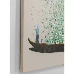 KARE Design Bilder-Leinwandbild Flower Boat Beige Grun 120X160Cm