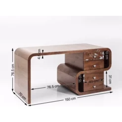 KARE Design Tische-Schreibtisch Soft Snake Walnut 150X70Cm