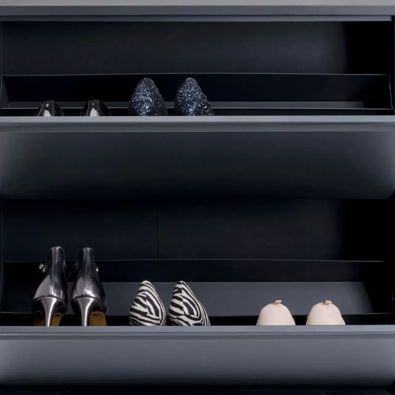 KARE Design Kleinmöbel & Sonstiges-Schuhkipper Caruso 2-Er Doppel Anthrazit