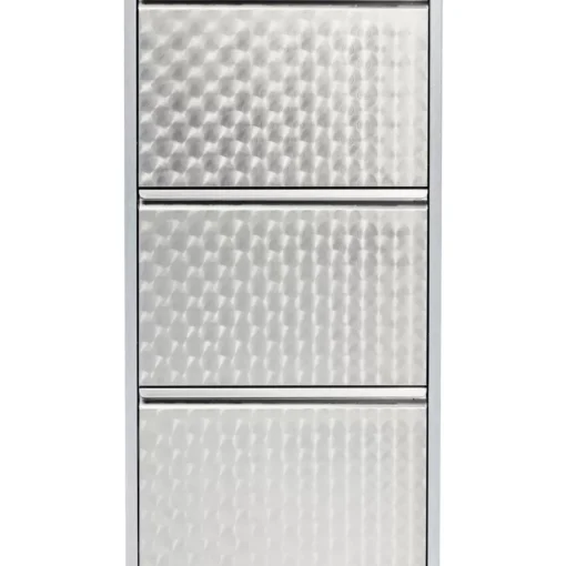 KARE Design Kleinmöbel & Sonstiges-Schuhkipper Caruso 3-Er Silber/Geflext