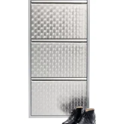 KARE Design Kleinmöbel & Sonstiges-Schuhkipper Caruso 3-Er Silber/Geflext