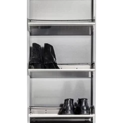 KARE Design Kleinmöbel & Sonstiges-Schuhkipper Caruso 3-Er Silber/Geflext