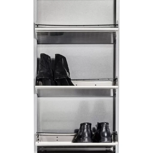KARE Design Kleinmöbel & Sonstiges-Schuhkipper Caruso 3-Er Silber/Geflext