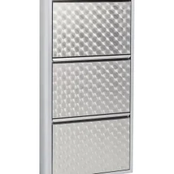 KARE Design Kleinmöbel & Sonstiges-Schuhkipper Caruso 3-Er Silber/Geflext