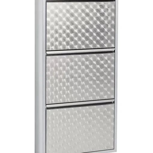 KARE Design Kleinmöbel & Sonstiges-Schuhkipper Caruso 3-Er Silber/Geflext