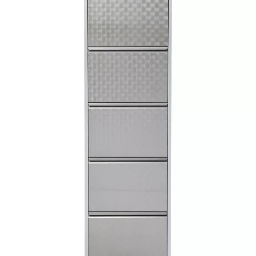 KARE Design Kleinmöbel & Sonstiges-Schuhkipper Caruso 5-Er Silber/Geflext