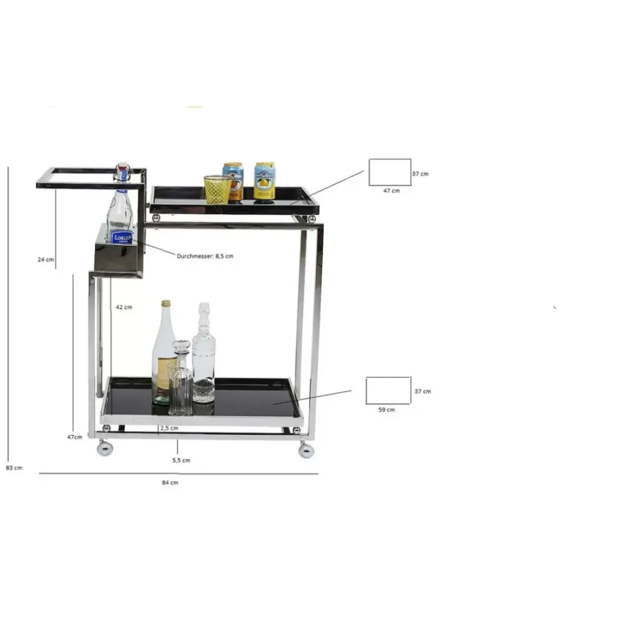 KARE Design Tische-Servierwagen Barfly Silber