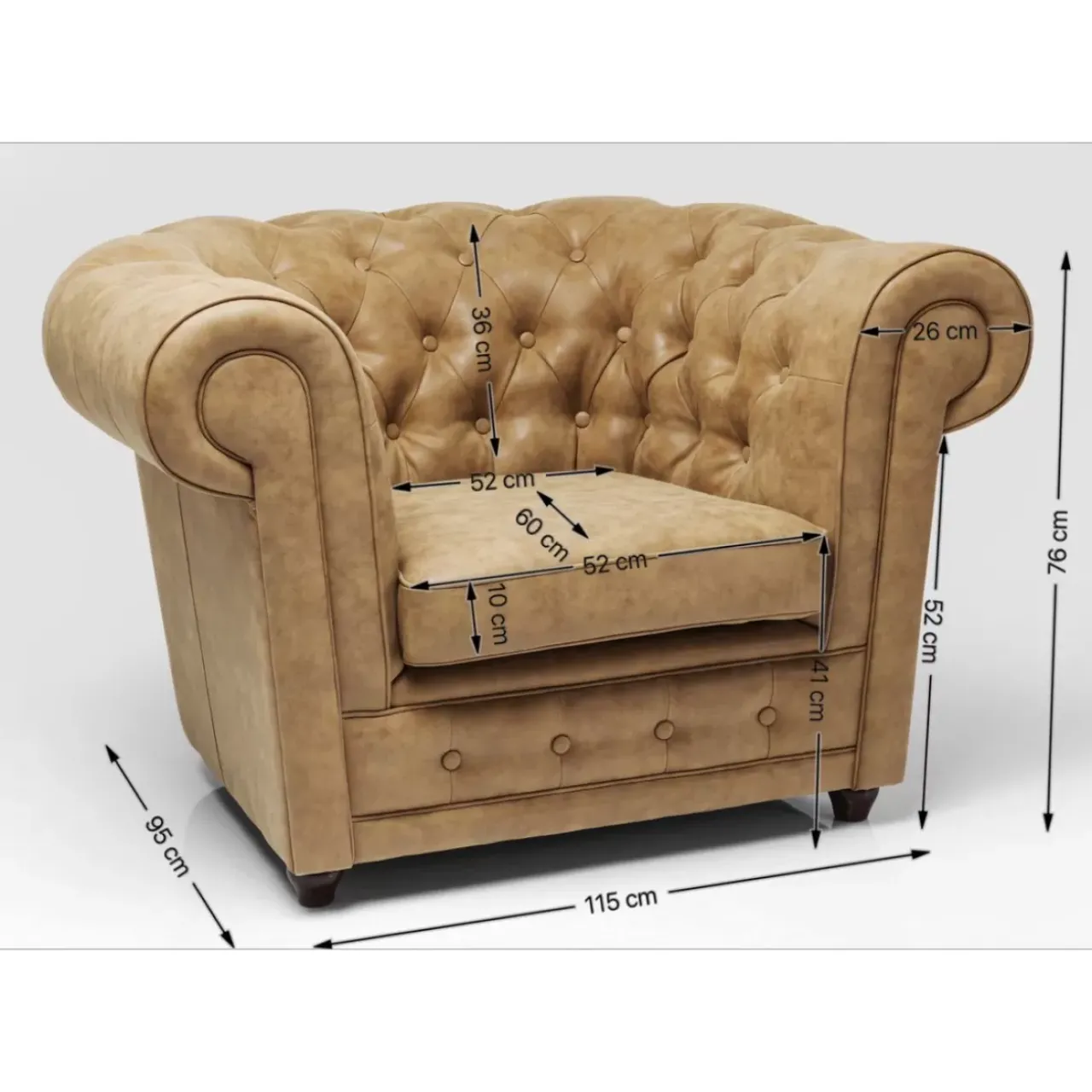 KARE Design Sessel-Sessel Cambridge Vintage Econo