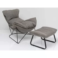 KARE Design Sessel-Sessel Mit Hocker Snuggle Grau (2/Tlg)