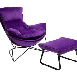 KARE Design Sessel-Sessel Mit Hocker Snuggle Lila (2/Tlg)