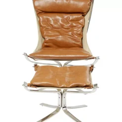 KARE Design Sessel-Sessel Mit Hocker Washington Braun