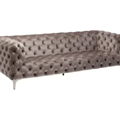 KARE Design Sofas & Couches-Sofa Look 3-Sitzer Velvet Grau