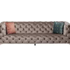 KARE Design Sofas & Couches-Sofa Look 3-Sitzer Velvet Grau