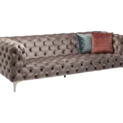 KARE Design Sofas & Couches-Sofa Look 3-Sitzer Velvet Grau