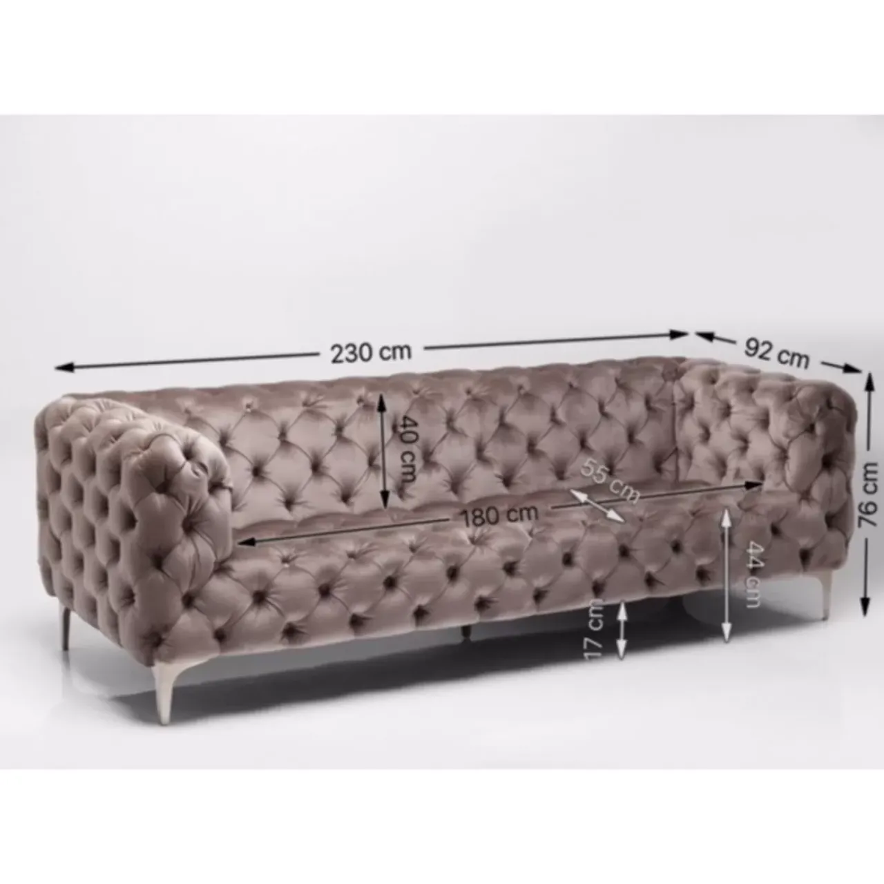 KARE Design Sofas & Couches-Sofa Look 3-Sitzer Velvet Grau