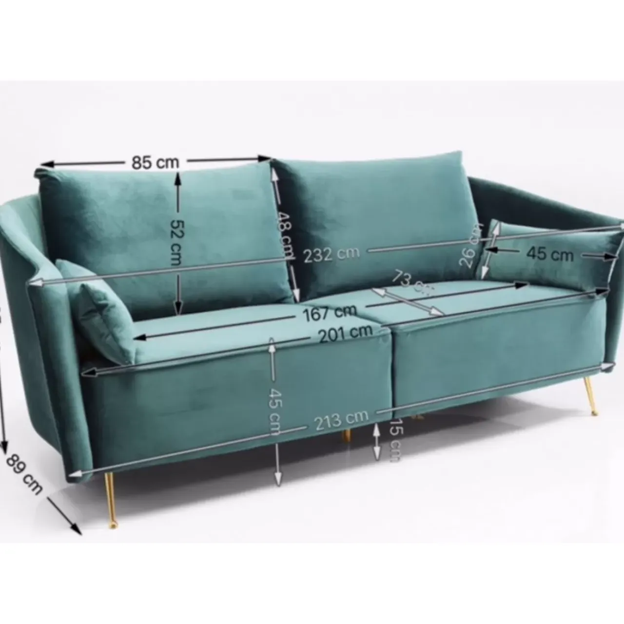 KARE Design Sofas & Couches-Sofa Vegas Forever 3-Sitzer Petrol