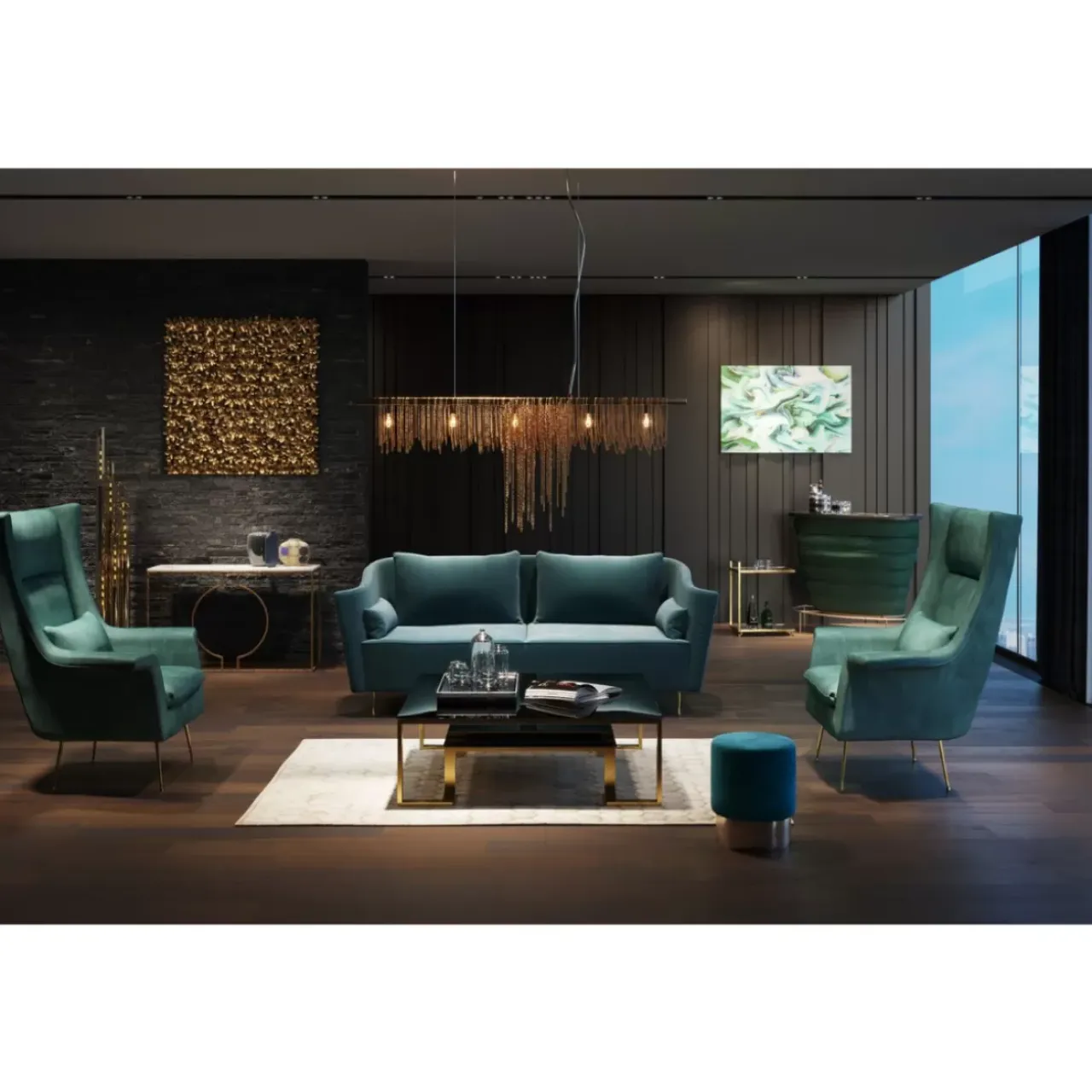 KARE Design Sofas & Couches-Sofa Vegas Forever 3-Sitzer Petrol