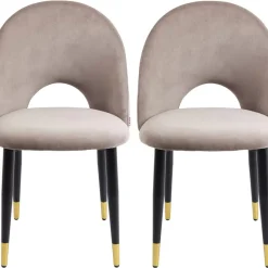 KARE Design Stühle-Stuhl Iris Velvet Taupe (2/Set)