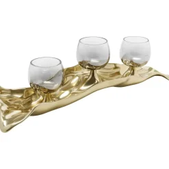 KARE Design Deko & Geschenkartikel-Teelichthalter 3 Jade Gold (4/Tlg.)