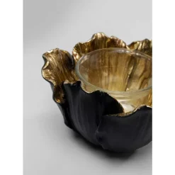 KARE Design Deko & Geschenkartikel-Teelichthalter Flower Bloom Schwarz Gold O10