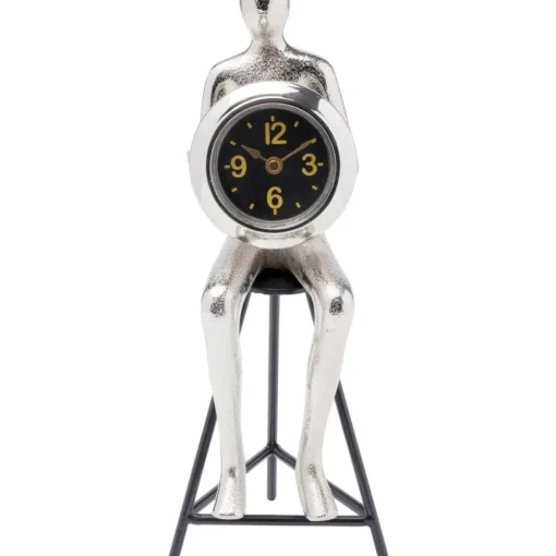 KARE Design Uhren-Tischuhr Sitting Man Silber 12X31Cm