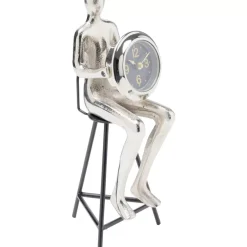 KARE Design Uhren-Tischuhr Sitting Man Silber 12X31Cm