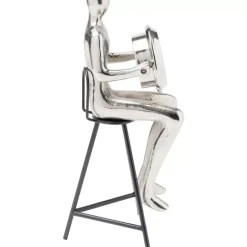 KARE Design Uhren-Tischuhr Sitting Man Silber 12X31Cm