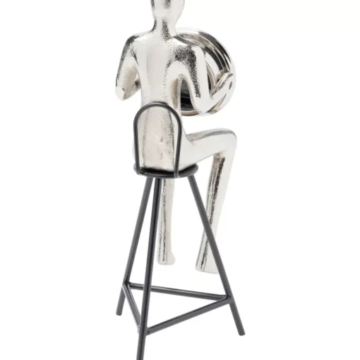 KARE Design Uhren-Tischuhr Sitting Man Silber 12X31Cm
