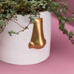 KARE Design Sonstiges & Zubehör Accessoires-Ubertopf Nase Weiss/Gold