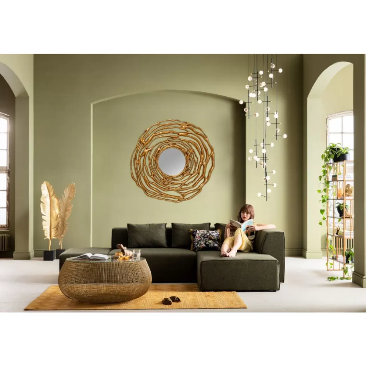 KARE Design Spiegel-Wandspiegel Twiggy Gold O121Cm