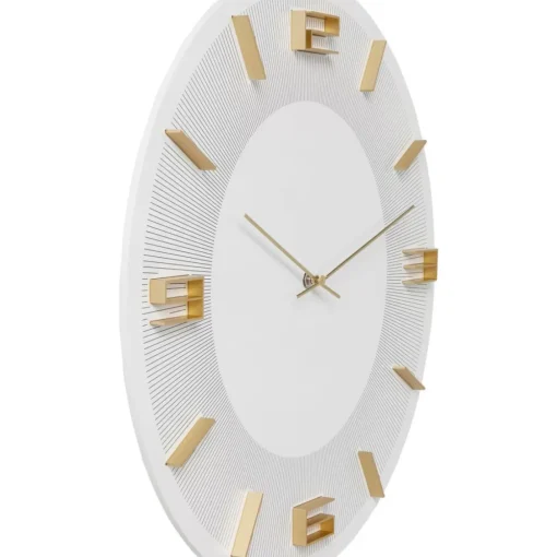 KARE Design Uhren-Wanduhr Leonardo Weis/Gold