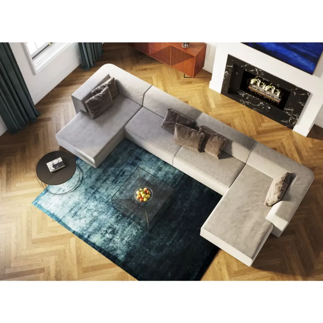 KARE Design Sofas & Couches-Wohnlandschaft Infinity Malibu Grau 434Cm