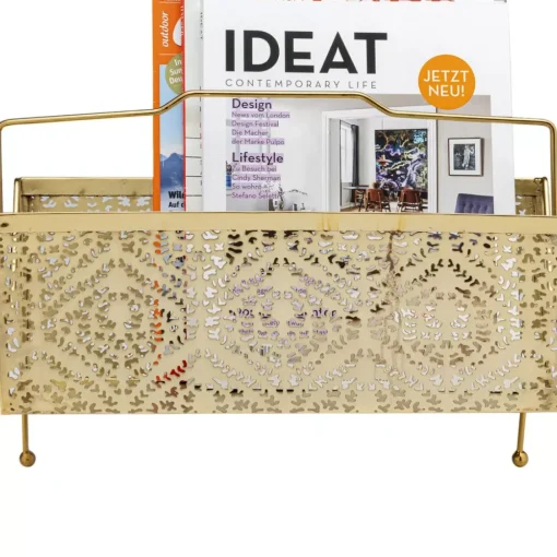 KARE Design Zeitungsständer-Zeitungsständer Basket Gold Klein